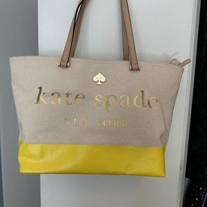 Kate Spade Women's Francis Lott Street Shopper Tote Handbag Large Yellow/Natural